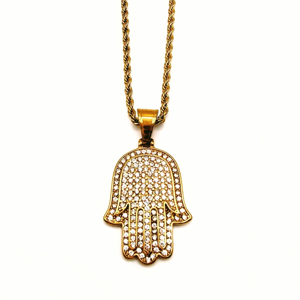 18K Gold Plated Hamsa Hand of Fatima Pendant Necklace